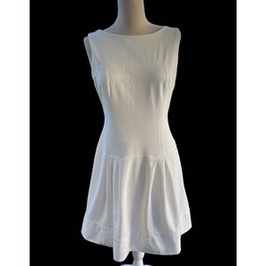 White House Black Market Fit & Flare‎ Dress Sleeveless Pleated White Size 10